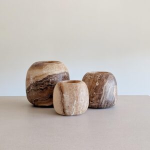 alabaster waxinelichthouder set bruin