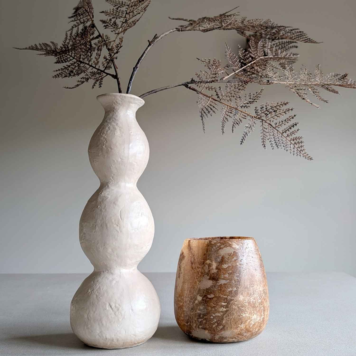 bruine alabaster waxinelichthouder
