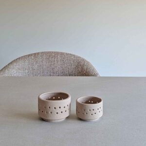 beige waxinelichthouders huizedop earthique living