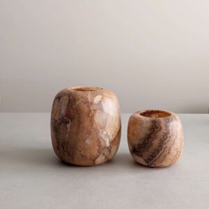 Alabaster waxinelichthouder rond XL & L | Nr. 63