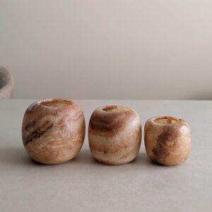 bruine alabaster set rond